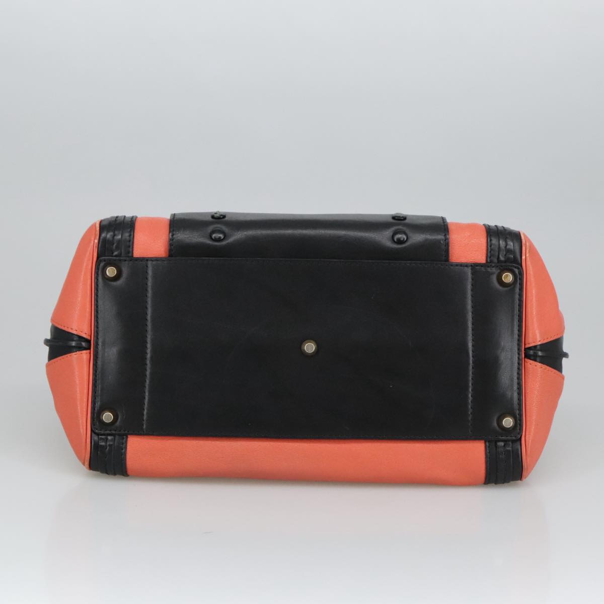 Chloe Little Alice Hand Bag Leather 2way Orange Auth 98616