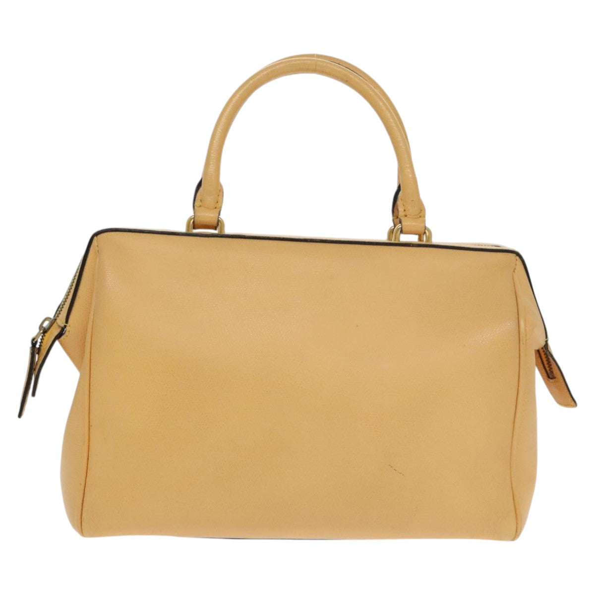 CELINE Boston Bag Leather 2way Yellow Auth 98621 - 0