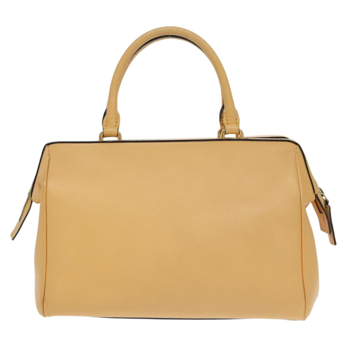 CELINE Boston Bag Leather 2way Yellow Auth 98621