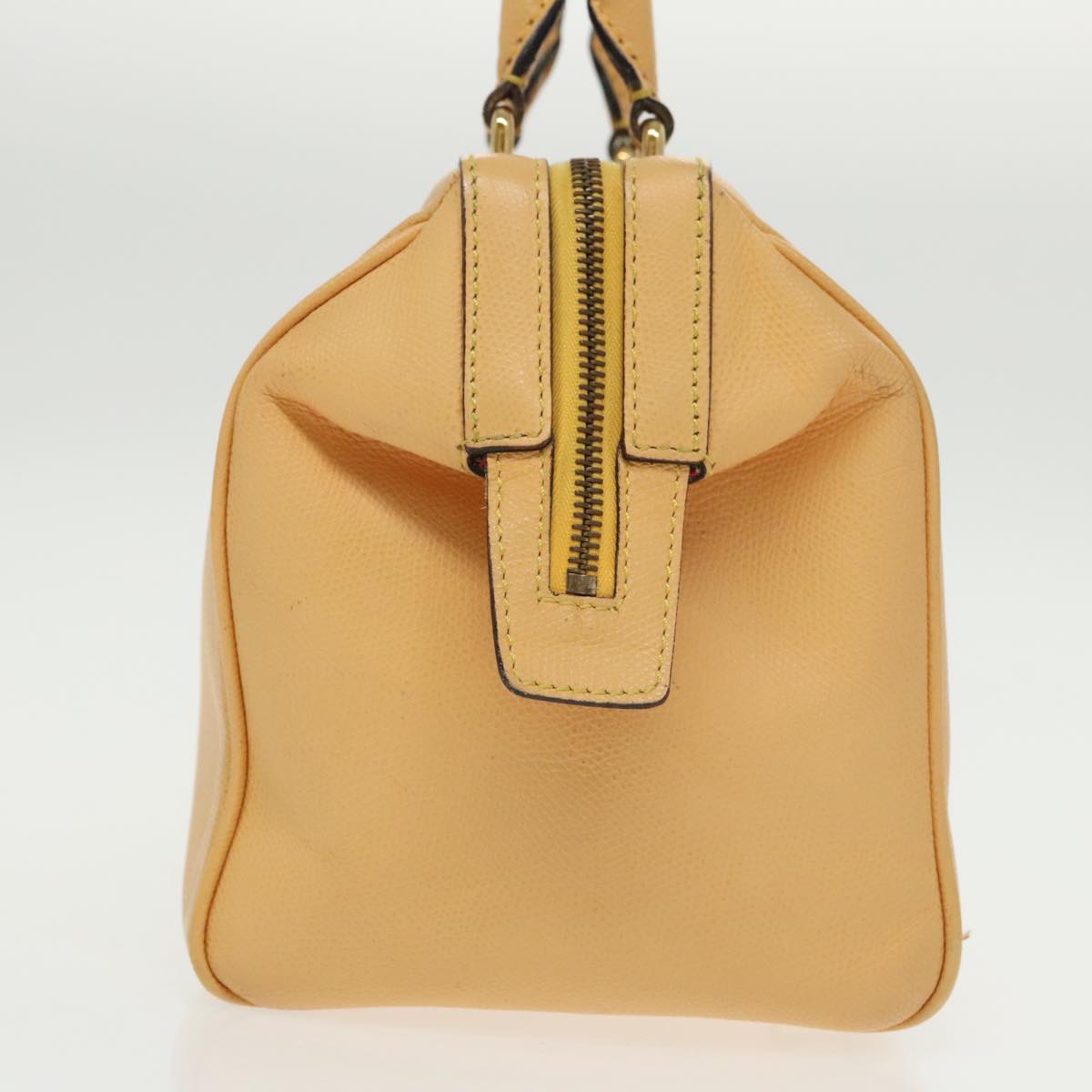 CELINE Boston Bag Leather 2way Yellow Auth 98621