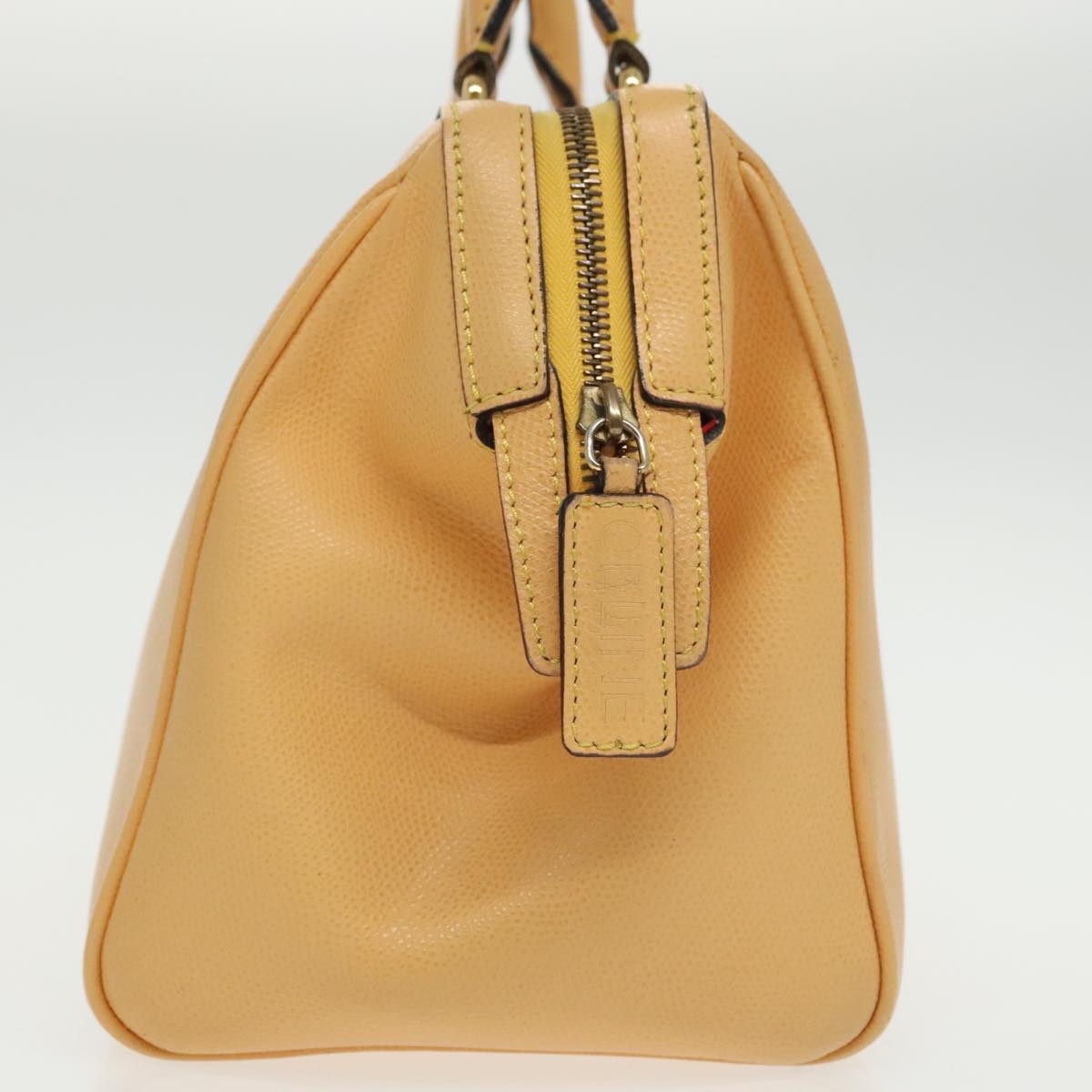 CELINE Boston Bag Leather 2way Yellow Auth 98621