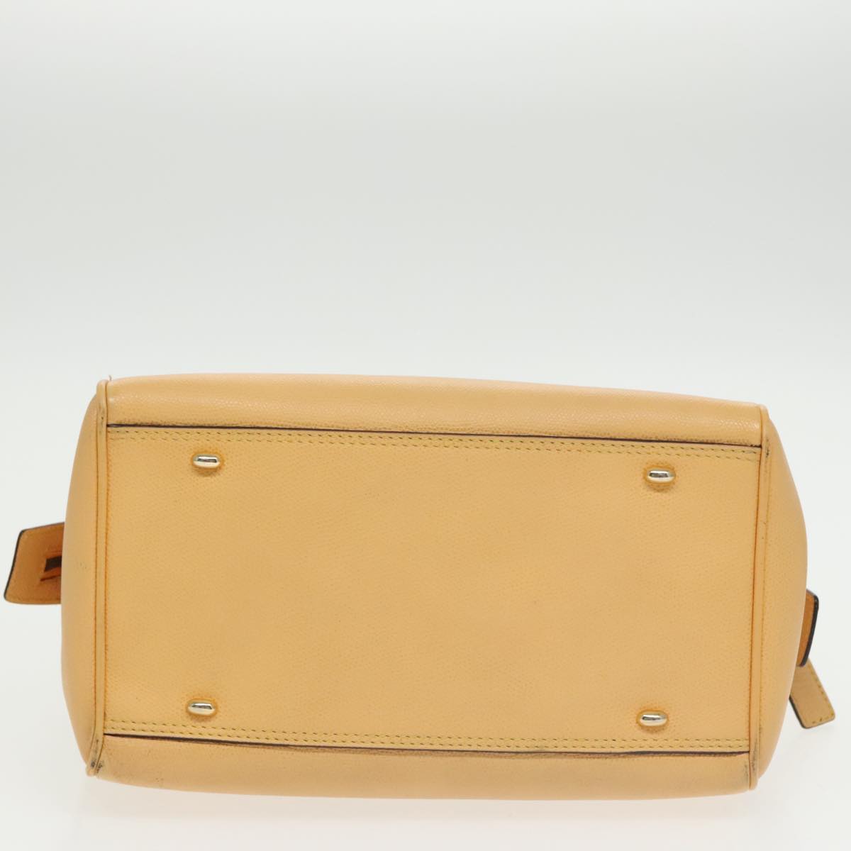 CELINE Boston Bag Leather 2way Yellow Auth 98621