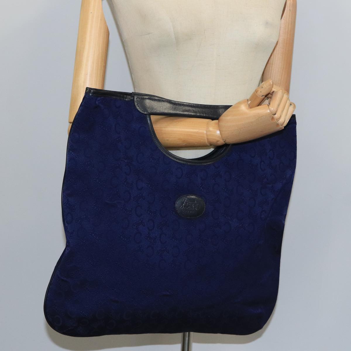 CELINE C Macadam Canvas Noevir Collaboration Hand Bag Navy Auth 98622