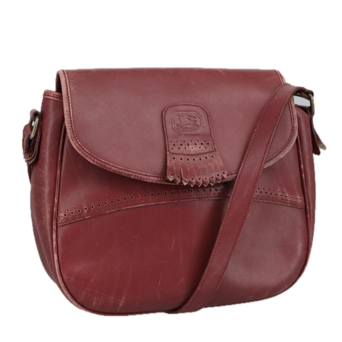 Burberrys Shoulder Bag Leather Bordeaux Auth 98623