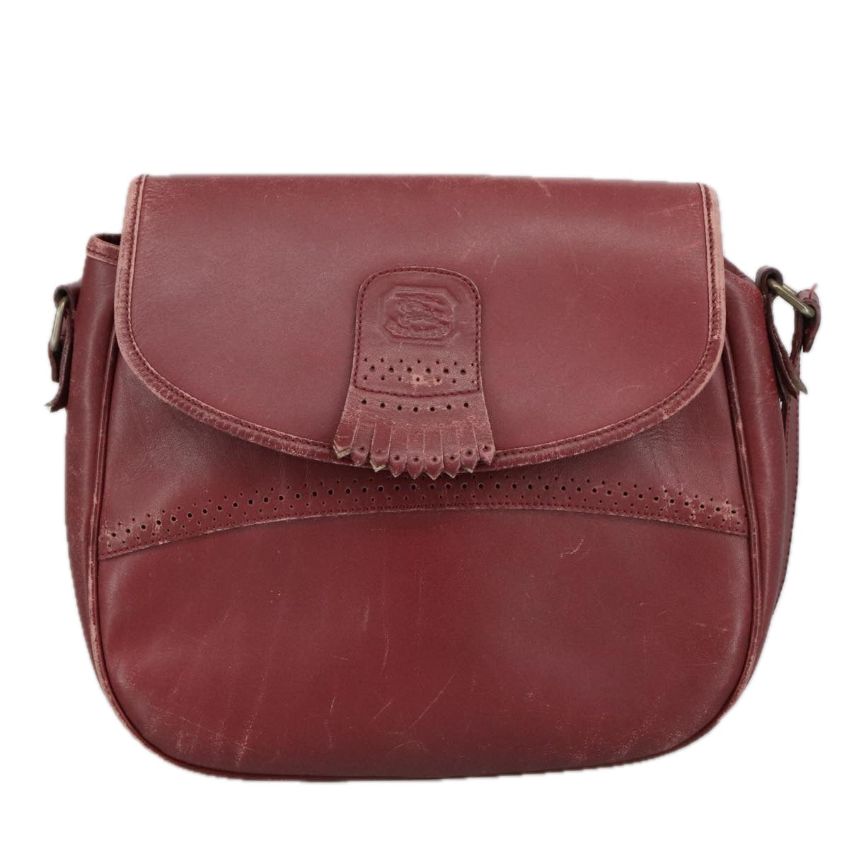 Burberrys Shoulder Bag Leather Bordeaux Auth 98623 - 0