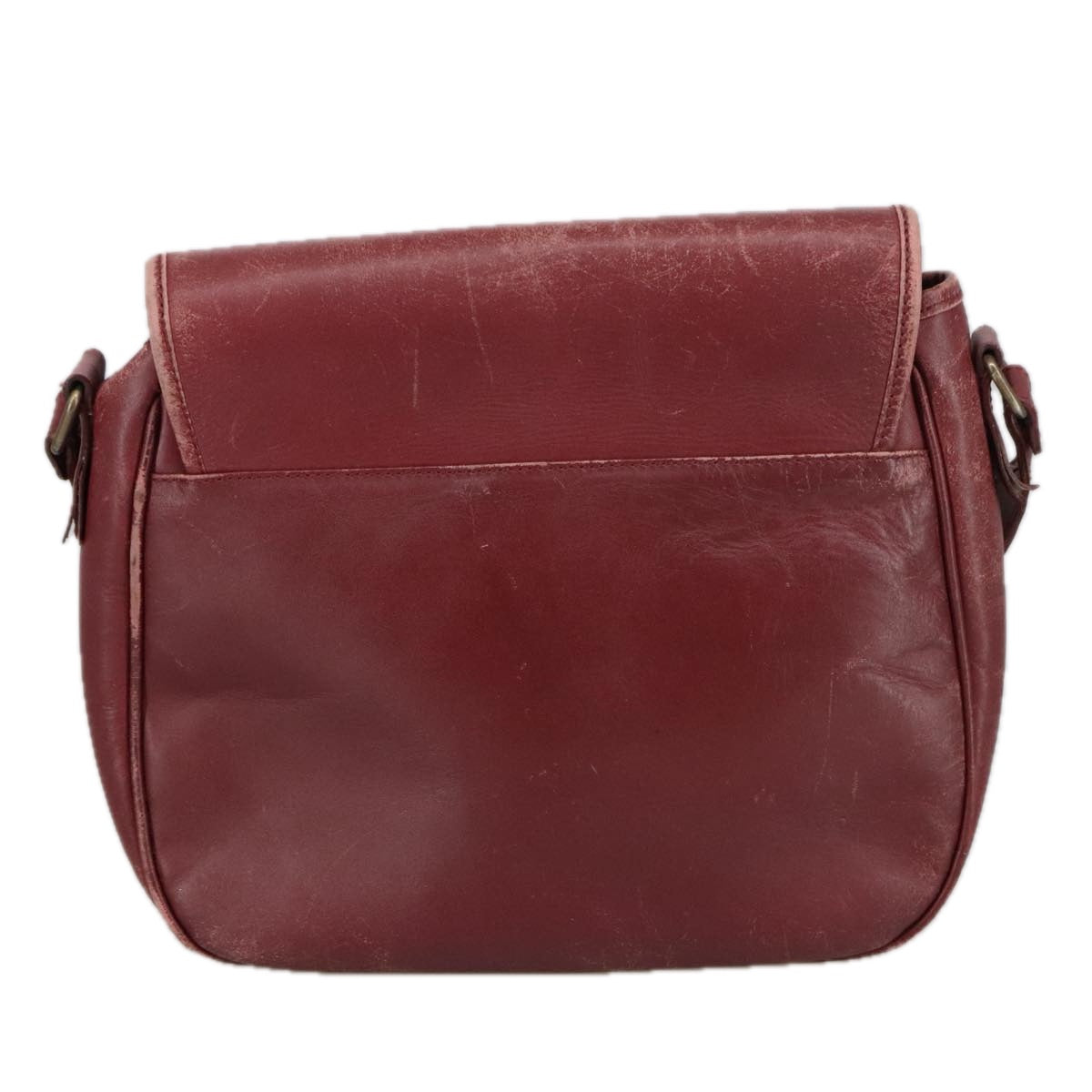 Burberrys Shoulder Bag Leather Bordeaux Auth 98623