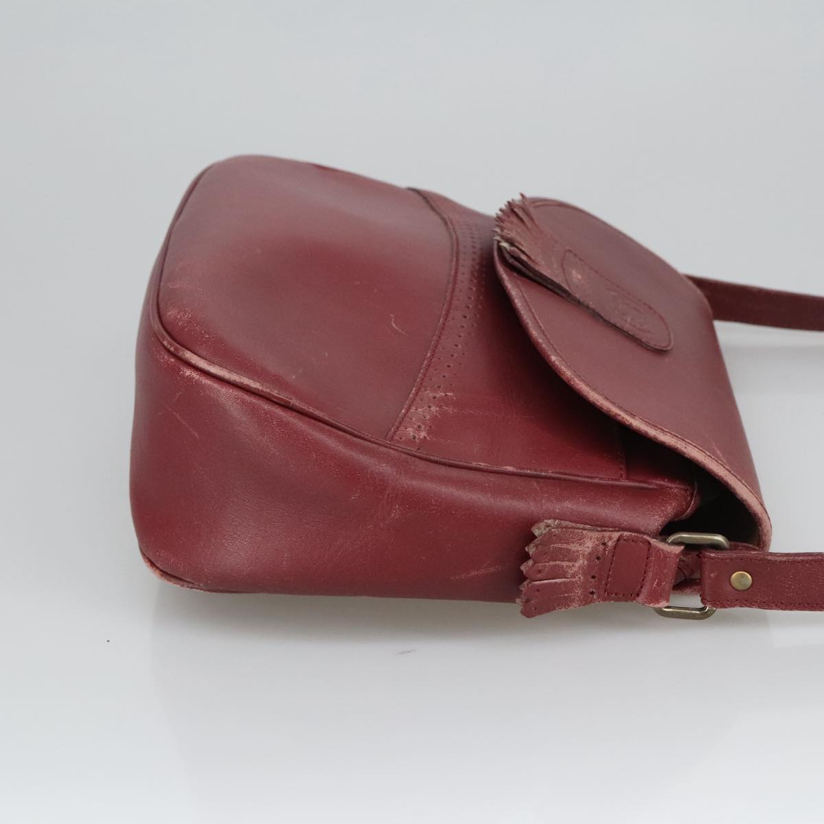 Burberrys Shoulder Bag Leather Bordeaux Auth 98623