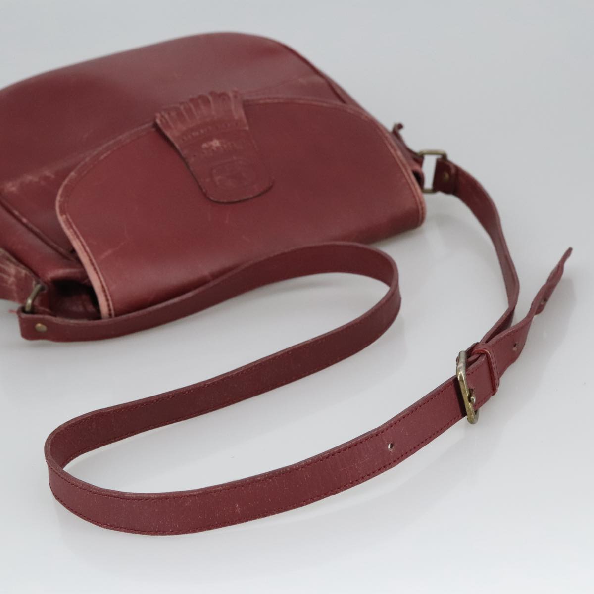 Burberrys Shoulder Bag Leather Bordeaux Auth 98623