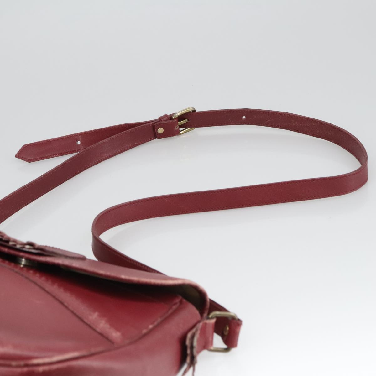 Burberrys Shoulder Bag Leather Bordeaux Auth 98623