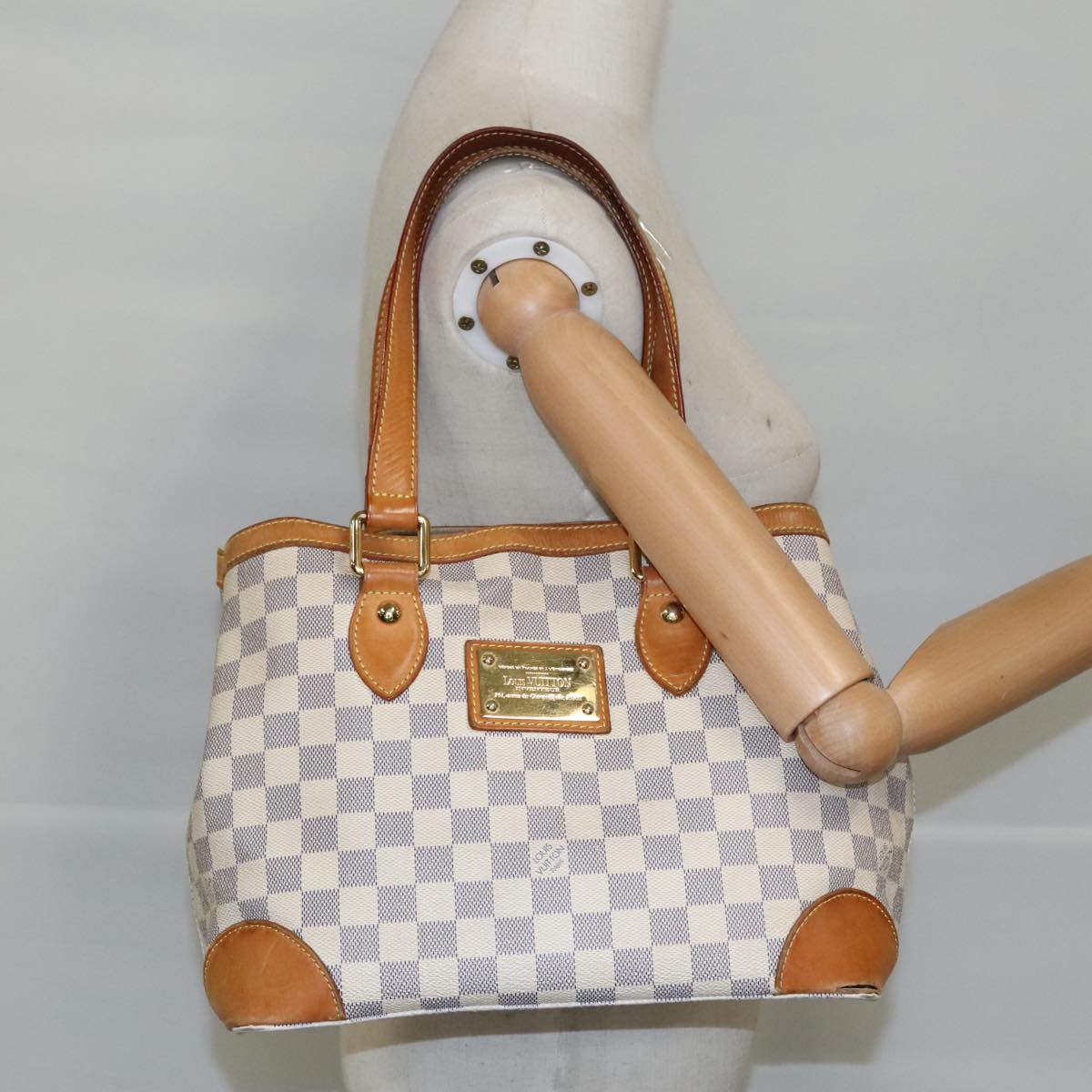 LOUIS VUITTON Damier Azur Hampstead PM Tote Bag N51207 LV Auth 98648