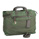 PRADA Boston Bag Nylon 2way Green Silver Auth 98649-1