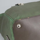PRADA Boston Bag Nylon 2way Green Silver Auth 98649-15
