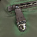 PRADA Boston Bag Nylon 2way Green Silver Auth 98649-17