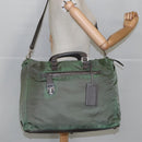 PRADA Boston Bag Nylon 2way Green Silver Auth 98649-26