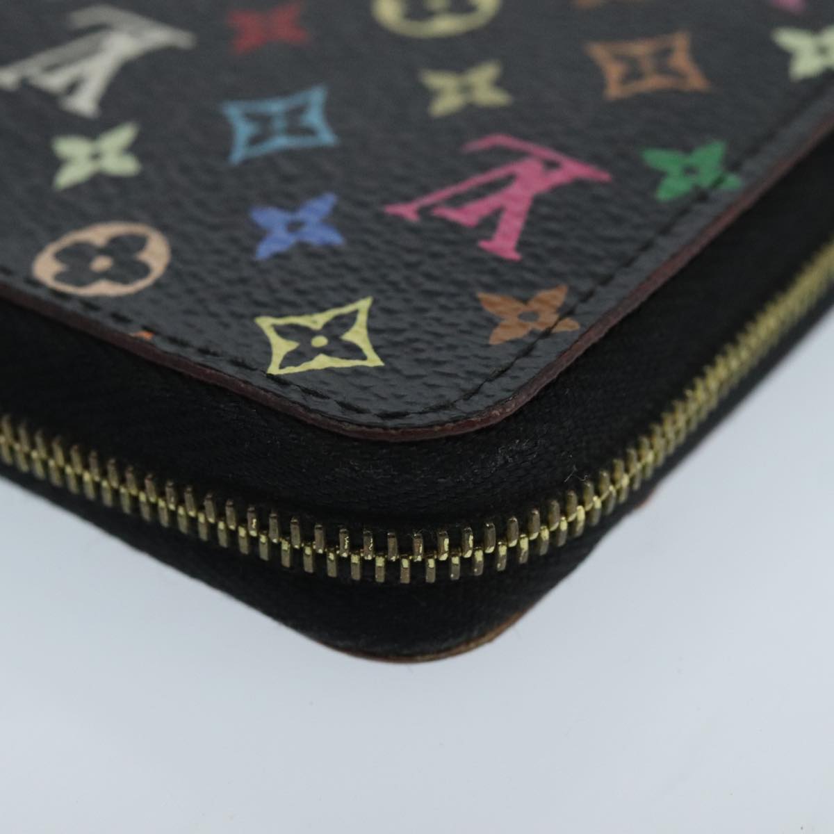 LOUIS VUITTON Monogram Multicolor Zippy Coin Purse  Black M93740 LV Auth 98669