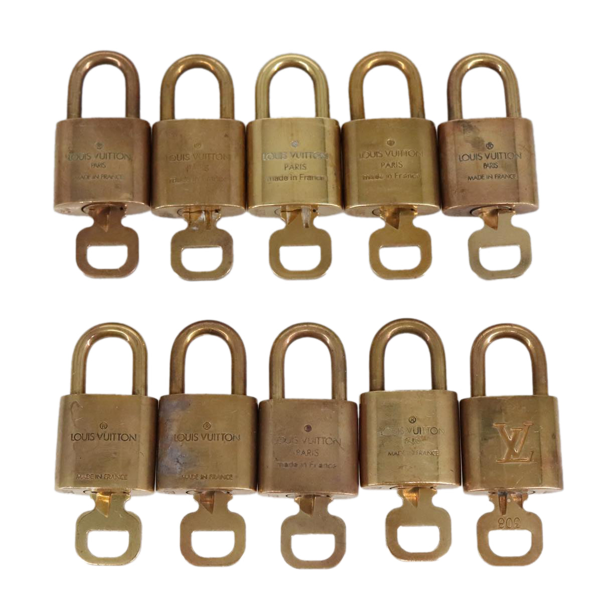 LOUIS VUITTON Padlock 10set metal Gold Tone LV Auth 98670