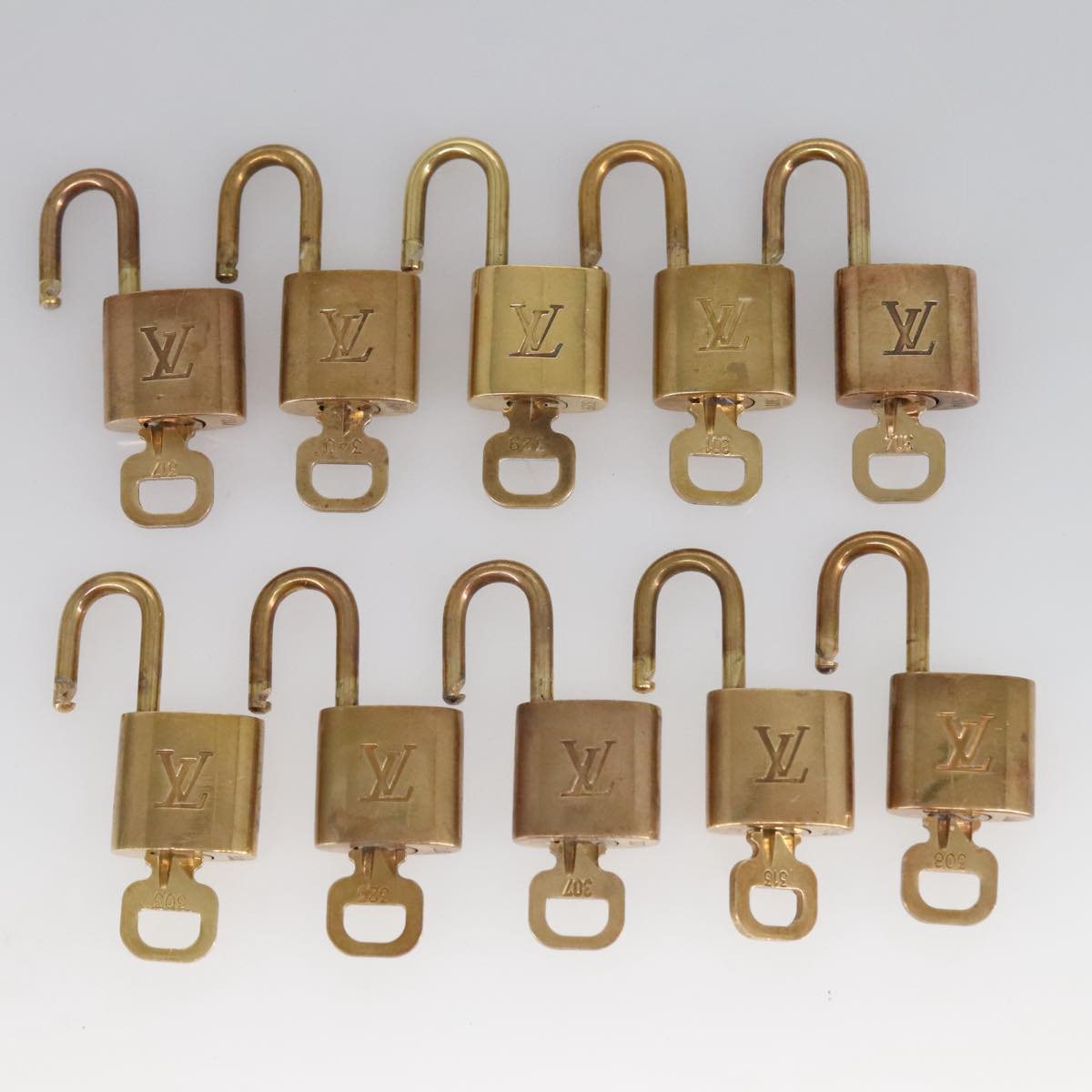 LOUIS VUITTON Padlock 10set metal Gold Tone LV Auth 98670