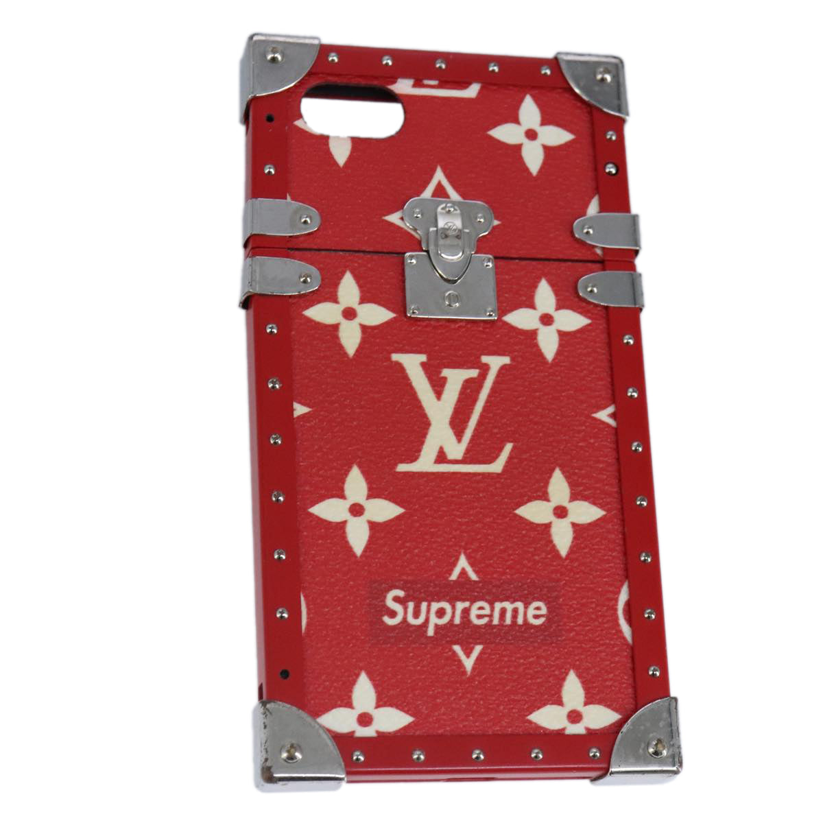 LOUIS VUITTON Monogram LV x Supreme iPhone 7 Eye Trunk Red M67758 LV Auth 98671