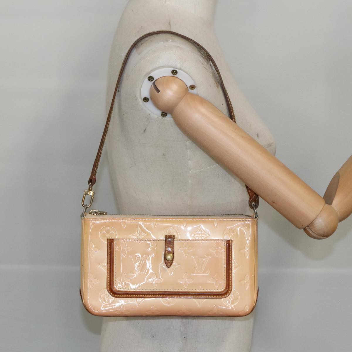 LOUIS VUITTON Monogram Vernis Marly Square Hand Bag Pink M91292 LV Auth 98708