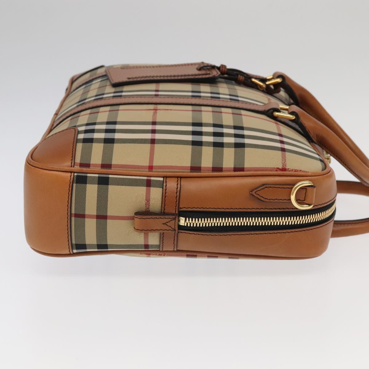 BURBERRY Nova Check Business Bag Nylon 2way Beige Gold Auth 98716