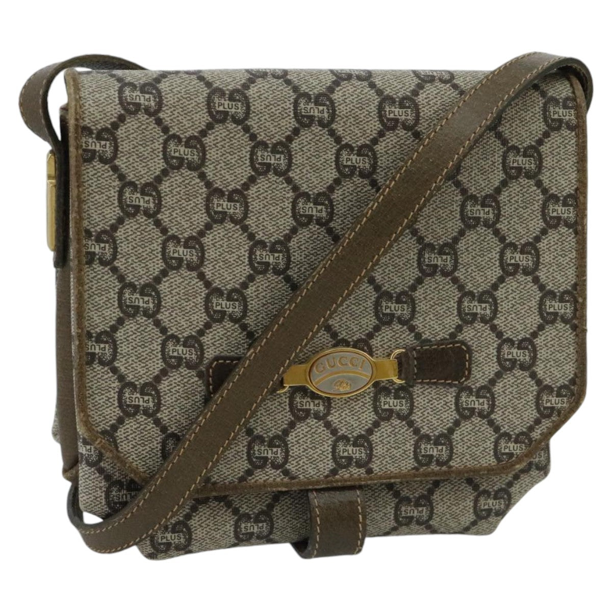 GUCCI Micro GG Canvas Shoulder Bag PVC Leather Beige Auth 98718