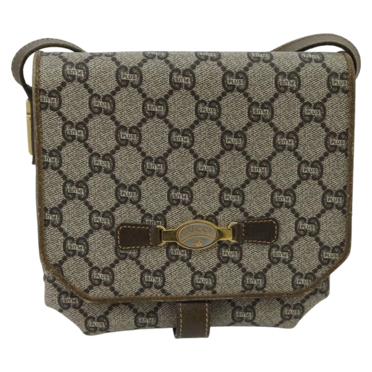 GUCCI Micro GG Canvas Shoulder Bag PVC Leather Beige Auth 98718 - 0