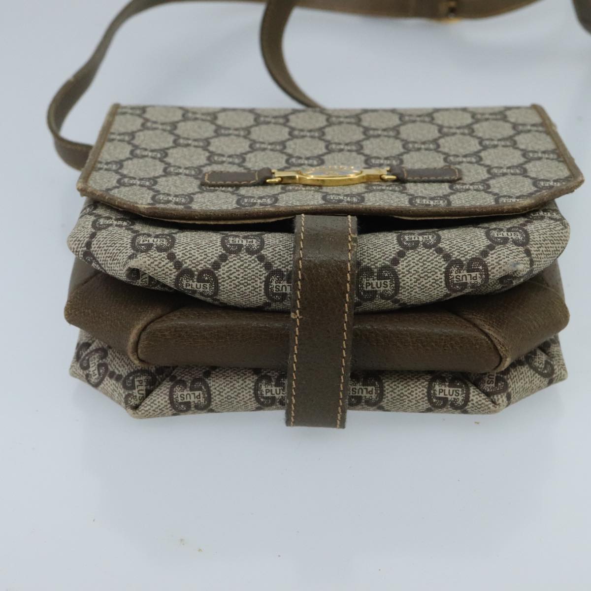 GUCCI Micro GG Canvas Shoulder Bag PVC Leather Beige Auth 98718