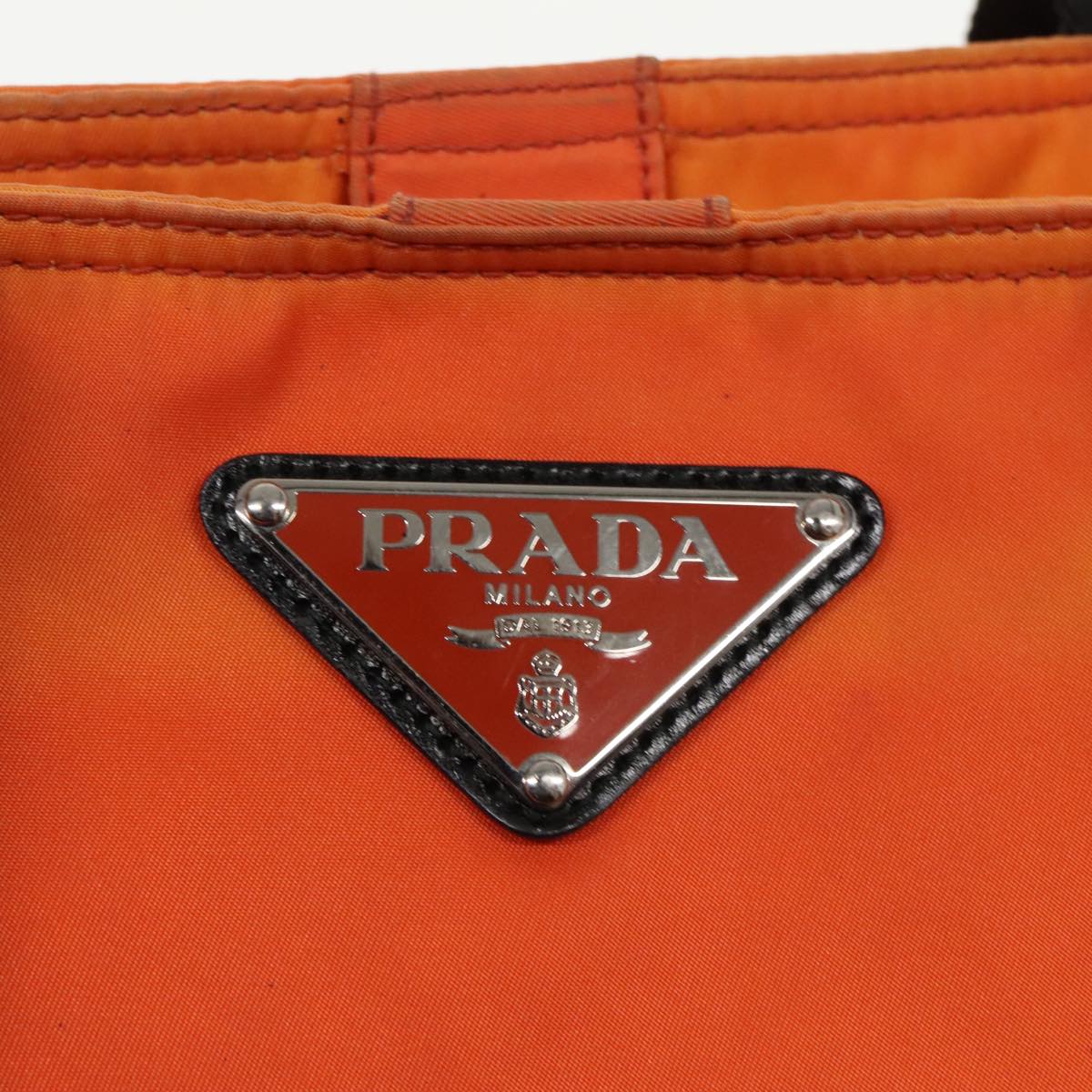 PRADA Tote Bag Nylon 2way Orange Silver Auth 98724