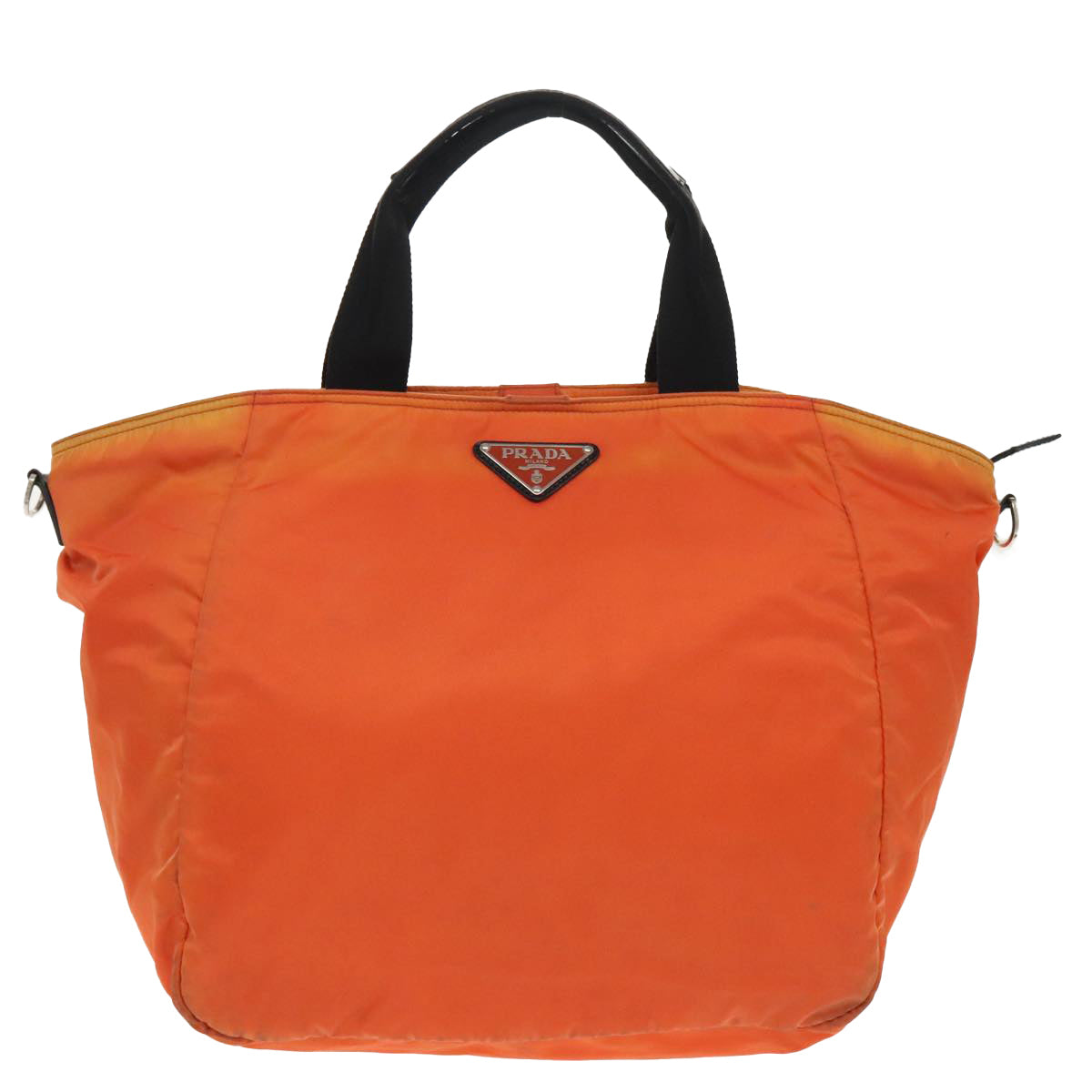 PRADA Tote Bag Nylon 2way Orange Silver Auth 98724 - 0