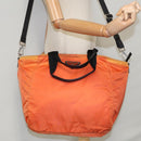 PRADA Tote Bag Nylon 2way Orange Silver Auth 98724-26