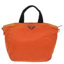 PRADA Tote Bag Nylon 2way Orange Silver Auth 98724-13