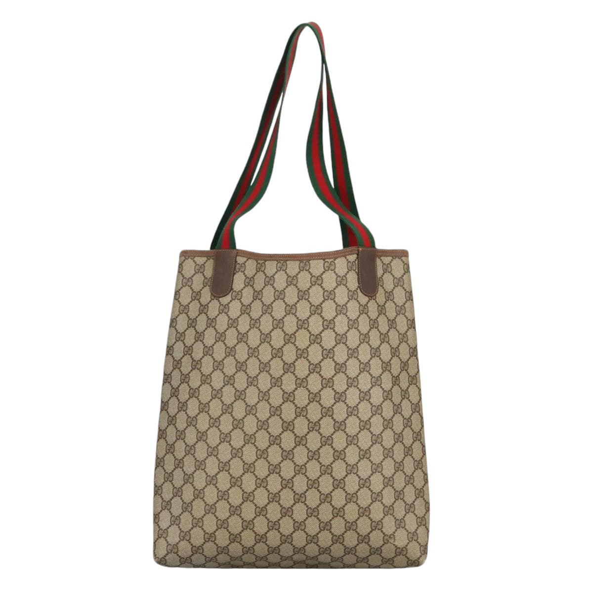 GUCCI GG Supreme Web Sherry Line Tote Bag PVC Beige Gold 89 02 003 Auth 98727