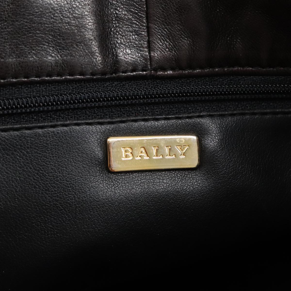 BALLY Shoulder Bag Leather Brown Gold Auth 98728