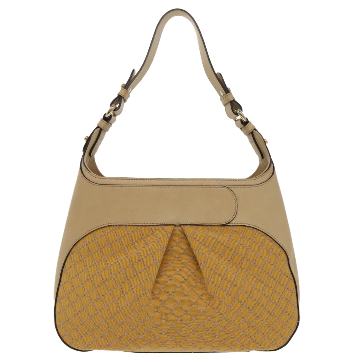 GUCCI Diamante Shoulder Bag Canvas Beige Gold Auth 98742