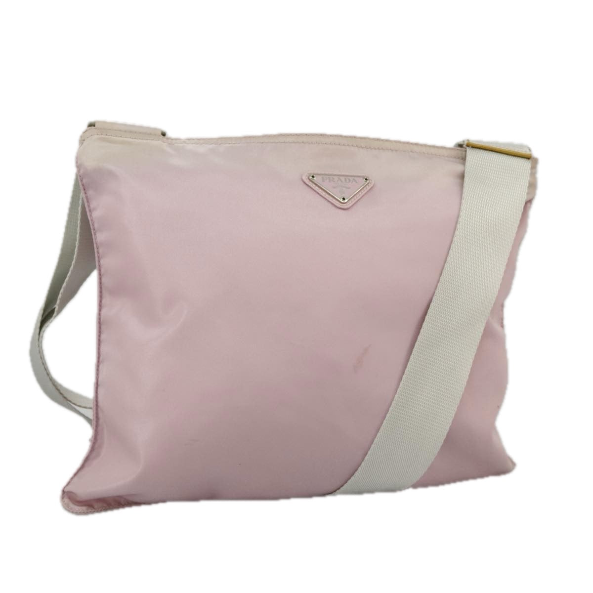 PRADA Shoulder Bag Nylon Pink Silver Auth 98745