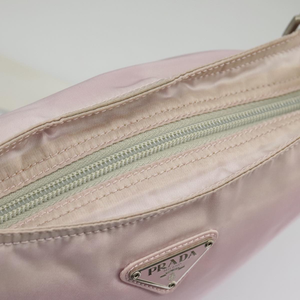 PRADA Shoulder Bag Nylon Pink Silver Auth 98745