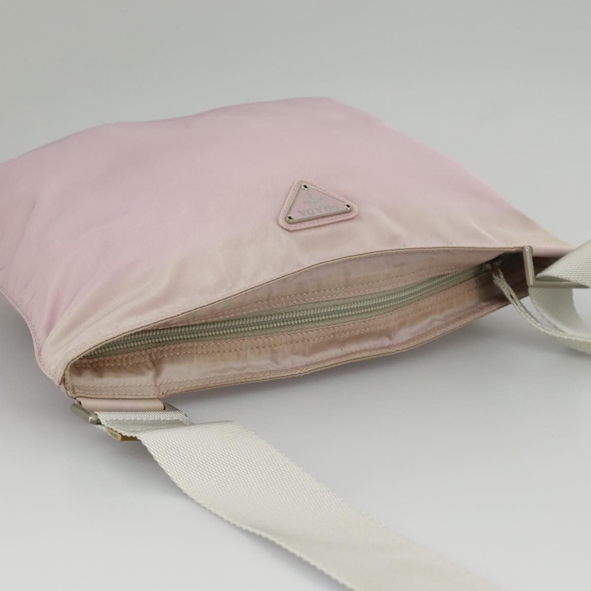 PRADA Shoulder Bag Nylon Pink Silver Auth 98745