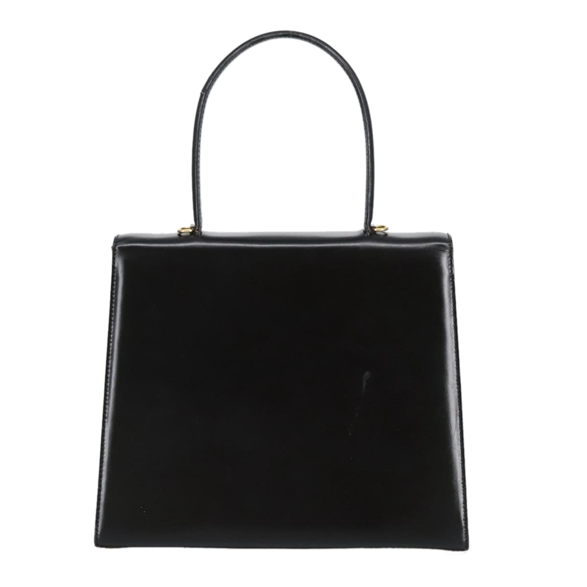 CELINE Hand Bag Leather Black Gold Auth 98746