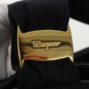 Salvatore Ferragamo Tote Bag Canvas Navy Gold Auth 98764-17