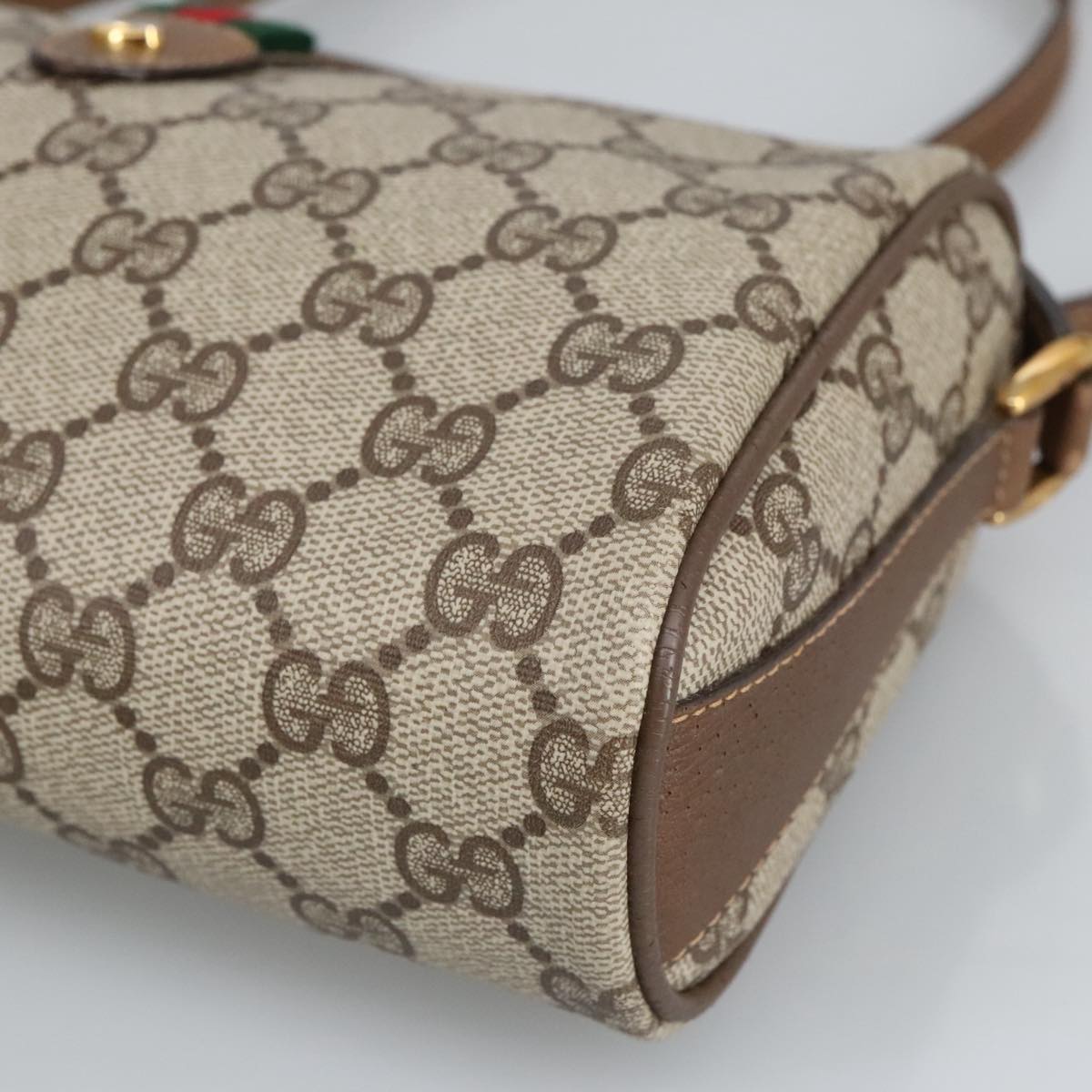 GUCCI GG Supreme Web Sherry Line Shoulder Bag PVC Beige 89 02 018 Auth 98792