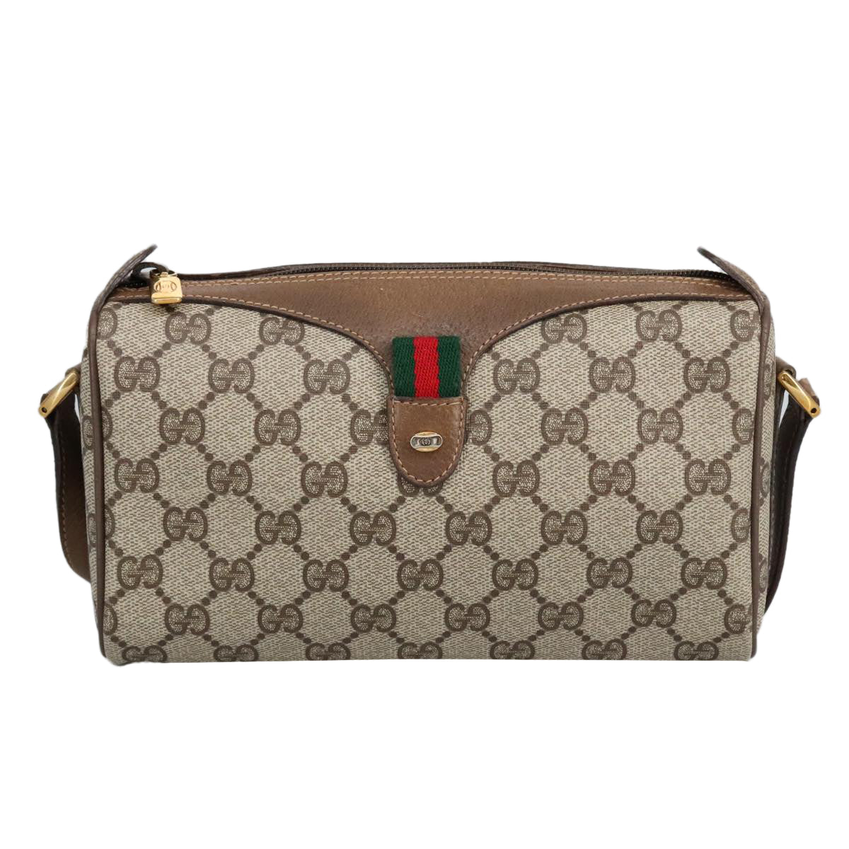 GUCCI GG Supreme Web Sherry Line Shoulder Bag PVC Beige 89 02 018 Auth 98792