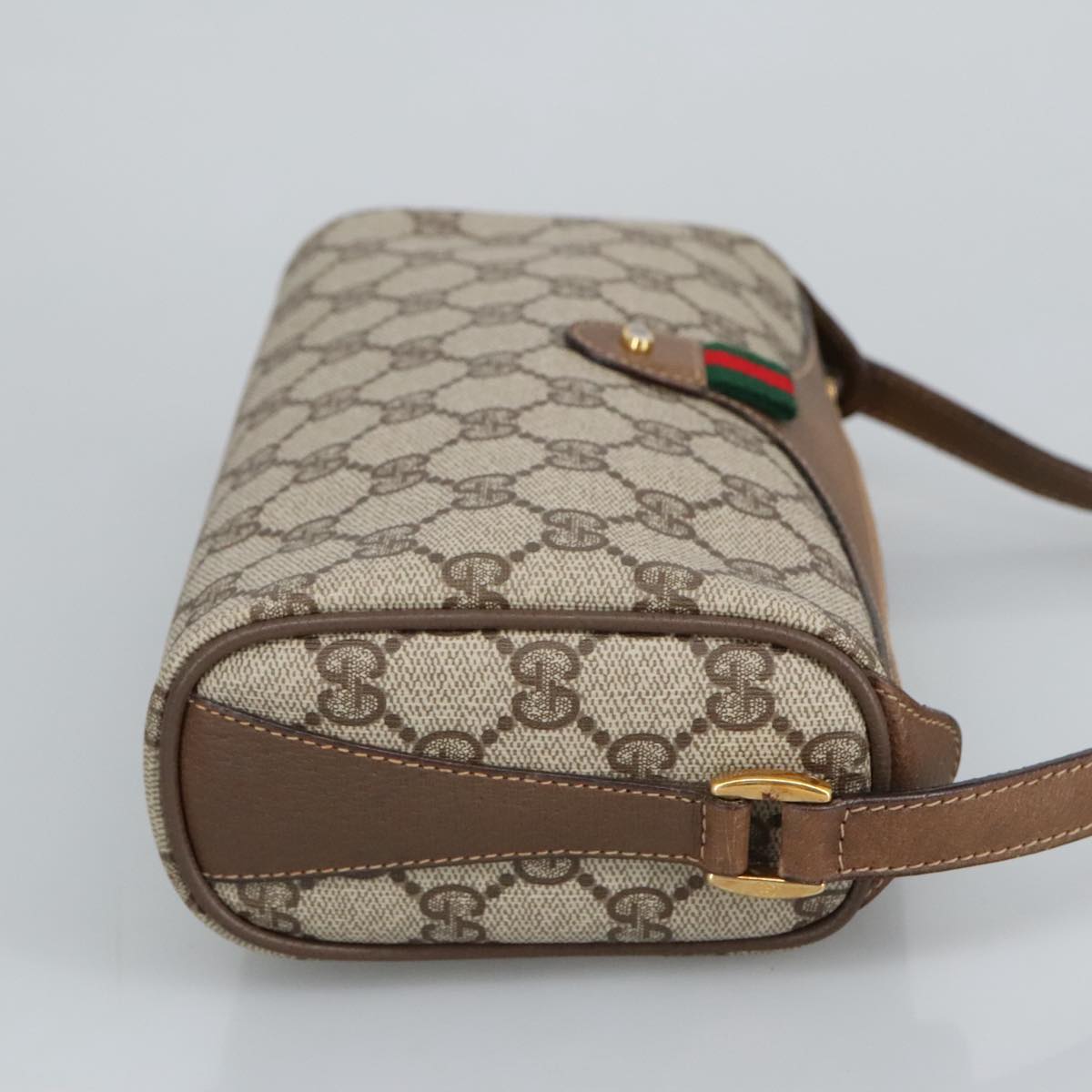 GUCCI GG Supreme Web Sherry Line Shoulder Bag PVC Beige 89 02 018 Auth 98792