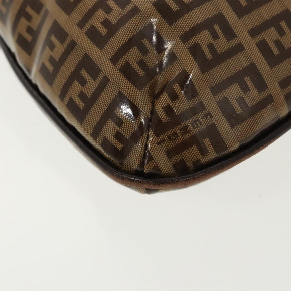 FENDI Zucchino Canvas Mamma Baguette Shoulder Bag Beige Gold Auth 98793