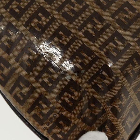 FENDI Zucchino Canvas Mamma Baguette Shoulder Bag Beige Gold Auth 98793