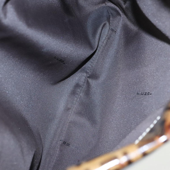 FENDI Zucchino Canvas Mamma Baguette Shoulder Bag Beige Gold Auth 98793