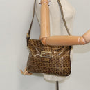 FENDI Zucchino Canvas Mamma Baguette Shoulder Bag Beige Gold Auth 98793-24
