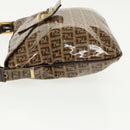 FENDI Zucchino Canvas Mamma Baguette Shoulder Bag Beige Gold Auth 98793-4