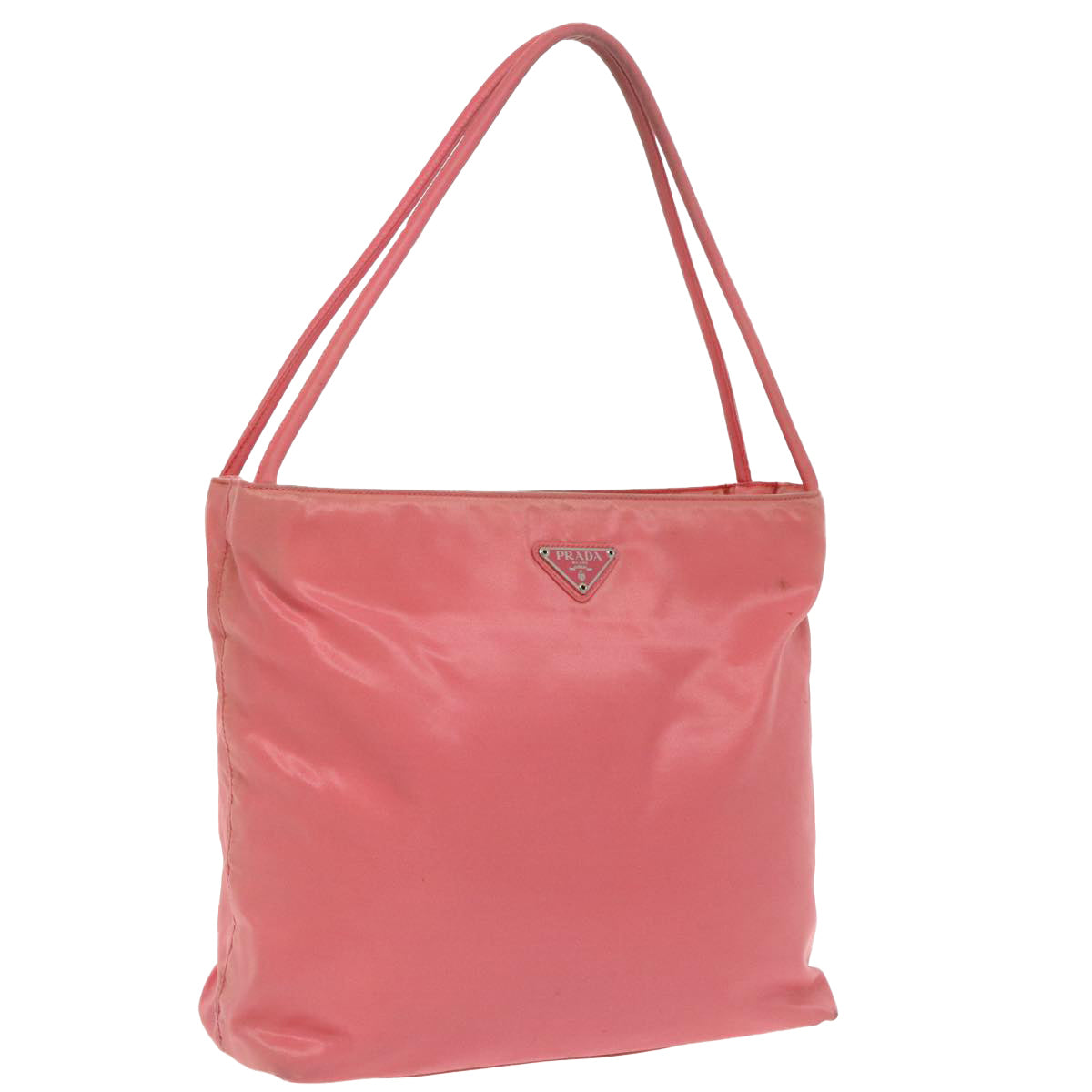 PRADA Tote Bag Nylon Pink Silver Auth 98798