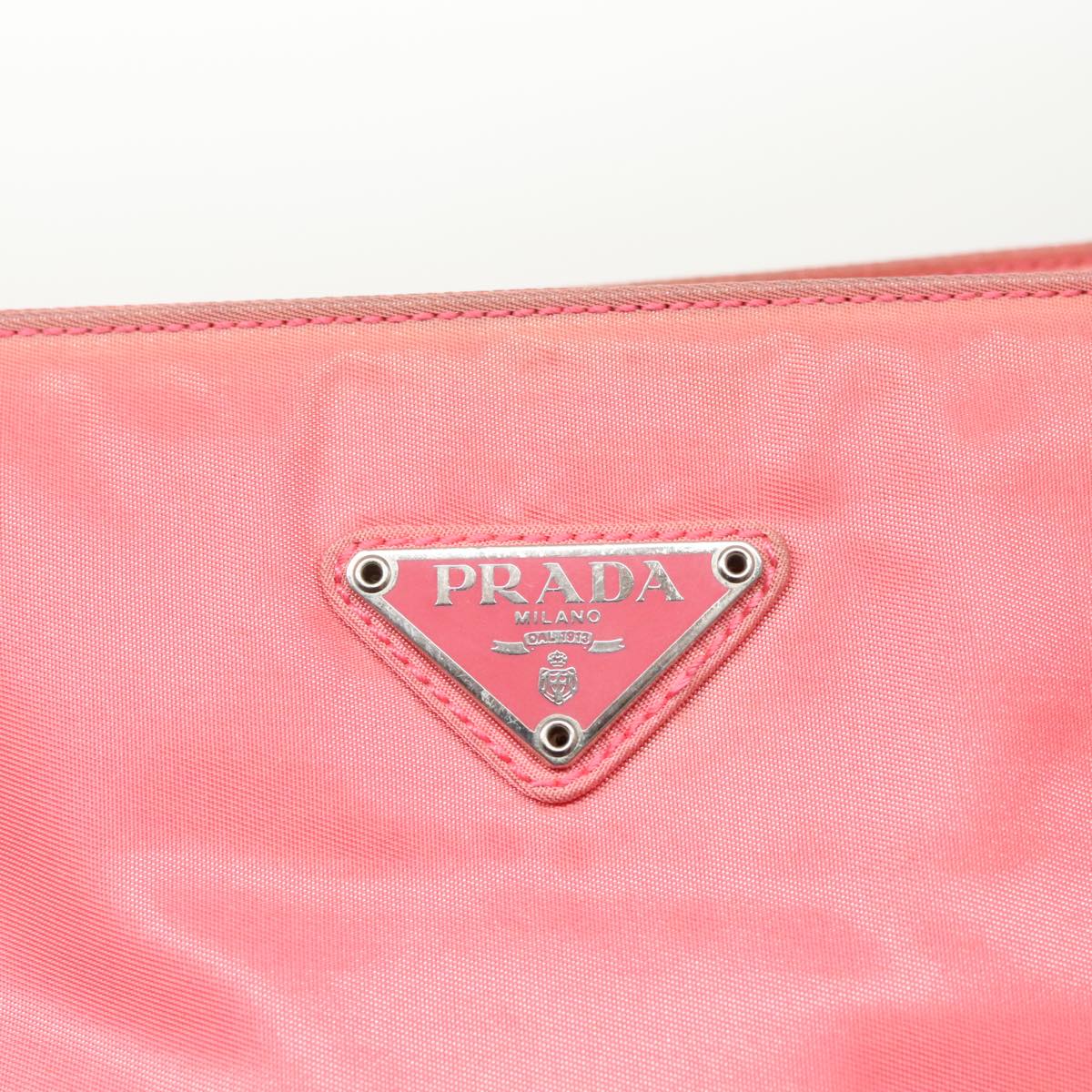 PRADA Tote Bag Nylon Pink Silver Auth 98798