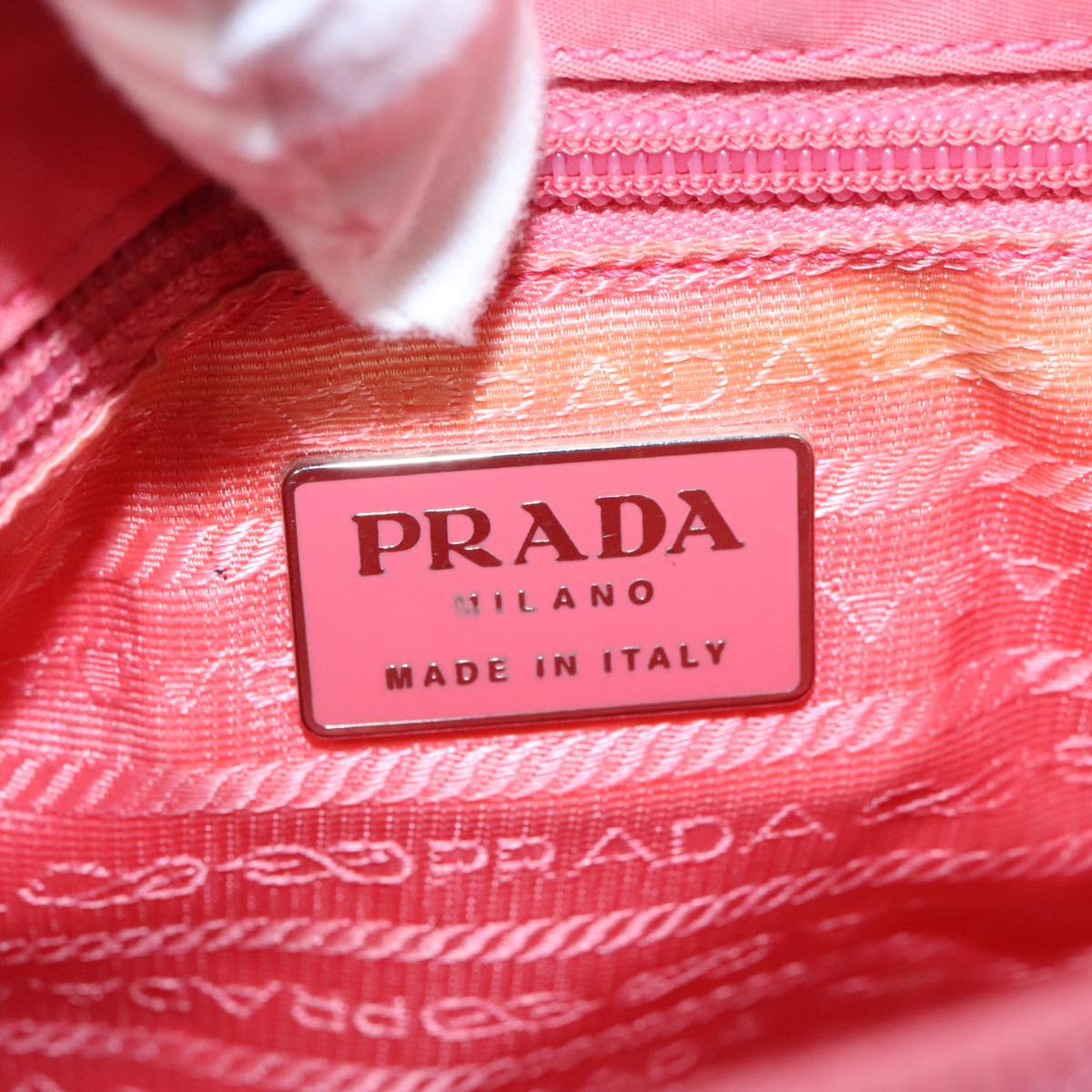 PRADA Tote Bag Nylon Pink Silver Auth 98798